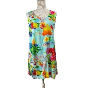 Vintage Jams World Size Small Island Life Tropical Map Hawaiian Short Dress